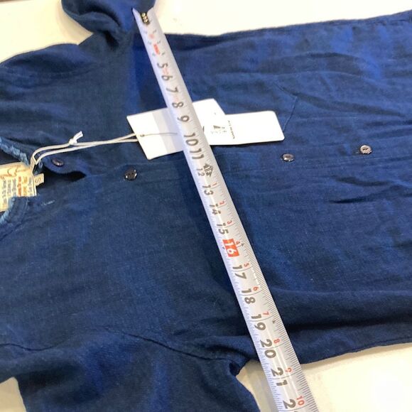 NEW Free People x Sandrine Rose Dark wash denim
Raw edge mandarin collar Shirt S - Picture 7 of 9